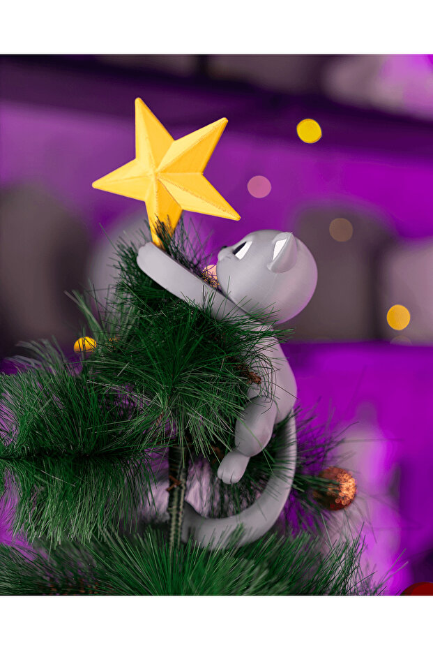 Starry Cat Christmas Tree Ornament (Topper)