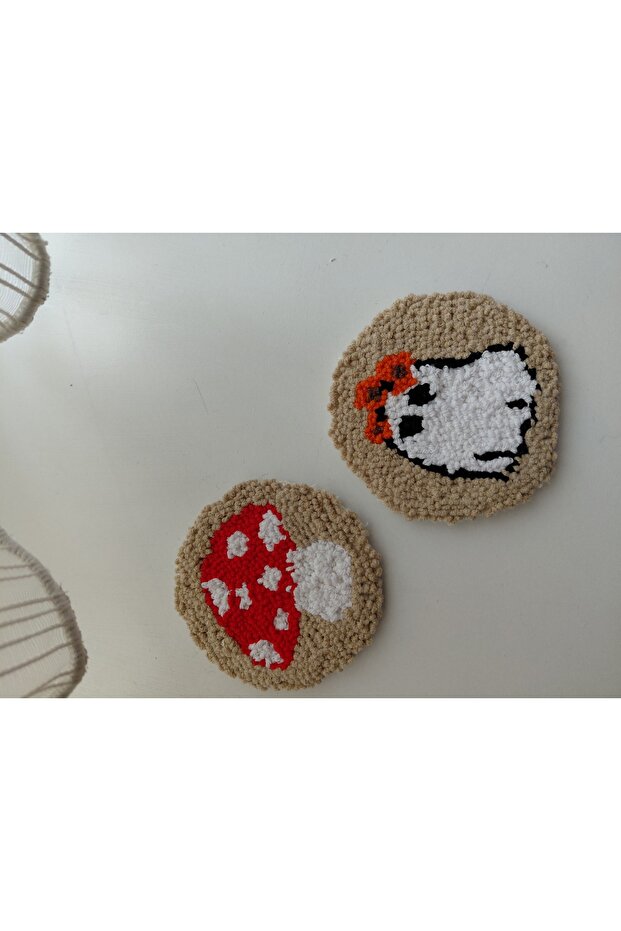 2-Piece Punch Coaster Coffee Presentation Coaster Punch Needle Coaster Car Coaster Accessory