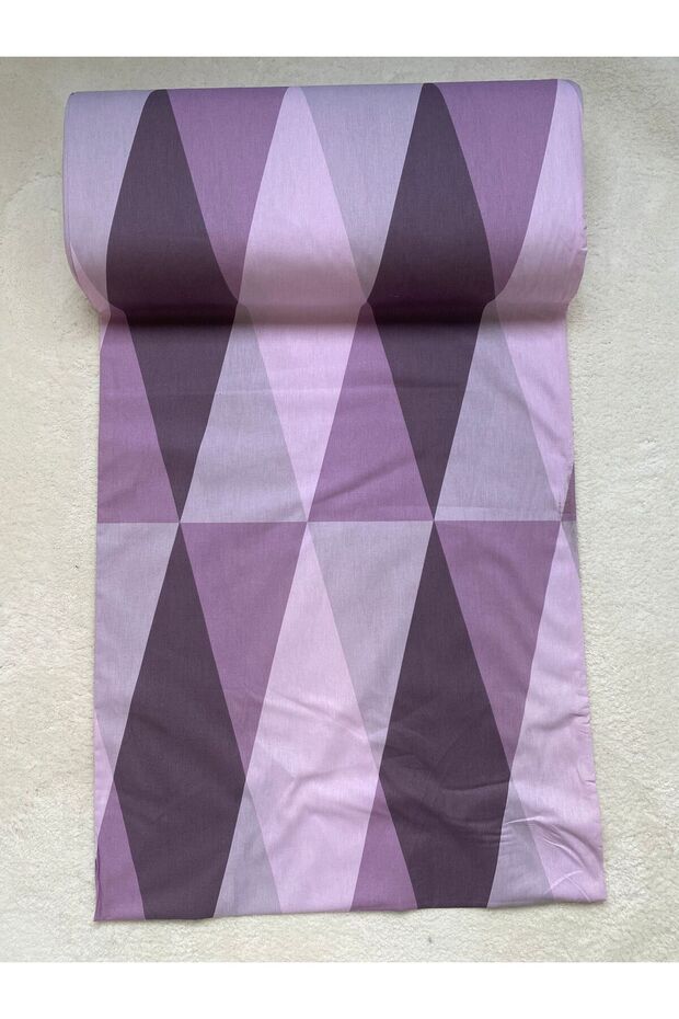 Melora 100% Cotton Purple Geometric Patterned Bed Sheet Cover Meterage Fabric Wide Width | 100-240 cm