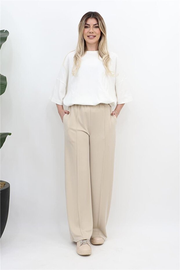 Çimalı Rahat Pantolon - Bej - 1