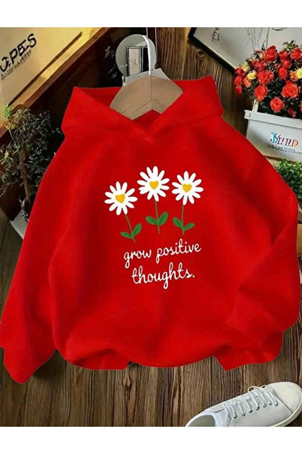 Children's New Daisy Printed Hooded Sweatshirt Hoodie