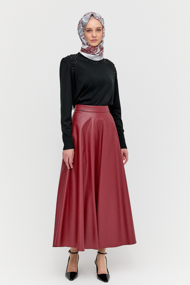 Suni Deri Kloş Etek - 1