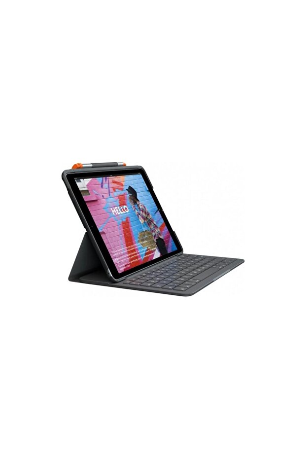 Slim Folio iPad 10.2 inç 7. ve 8. Nesil ile Uyumlu Klavyeli Kılıf - Gri - 2