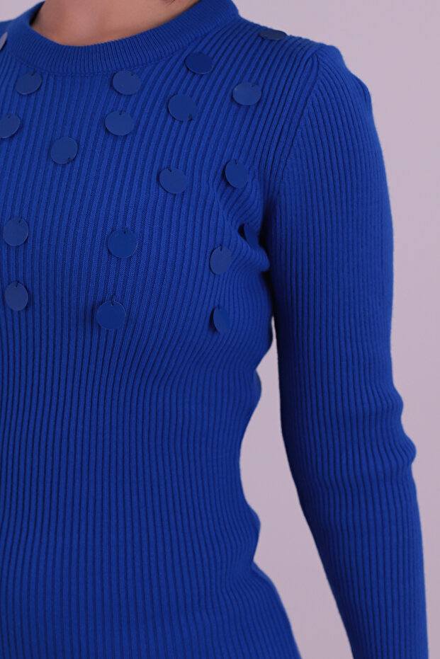 Kadın Saks Önü Pullu Triko Elbise ARM-26K136070 - 2