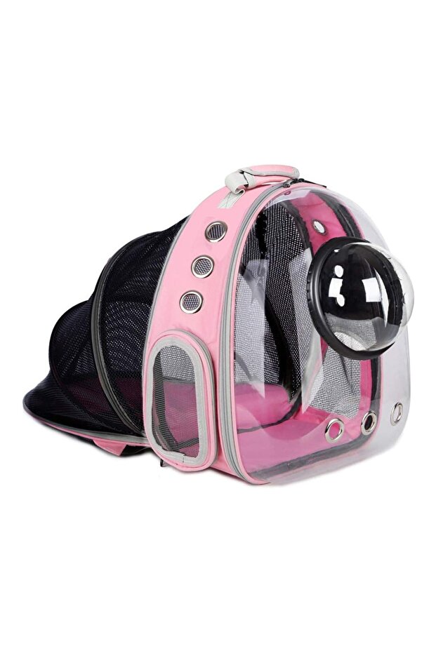 Expandable Transparent Pet Backpack Capsule Design Vent Mesh Side Pockets Foldable - 1