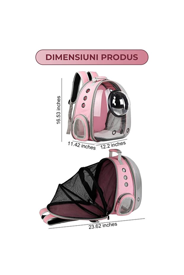 Expandable Transparent Pet Backpack Capsule Design Vent Mesh Side Pockets Foldable - 6