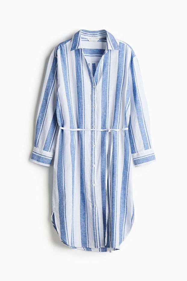 Linen-blend shirt dress