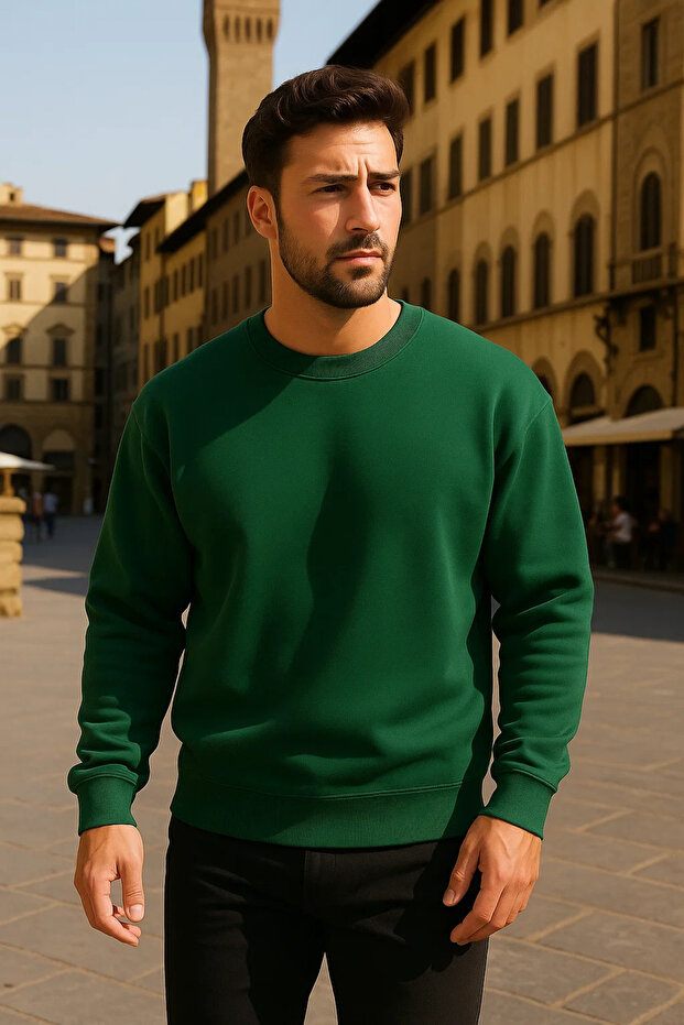 Unisex Winter Comfortable Long Green Loose Sweater
