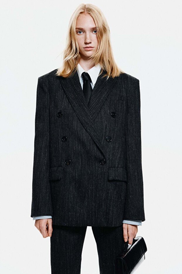 Double-breasted wool-blend blazer - 2