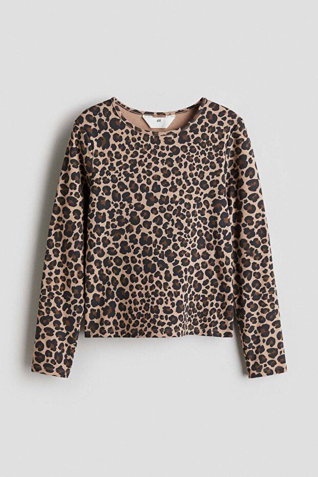 Long-sleeved cotton jersey top