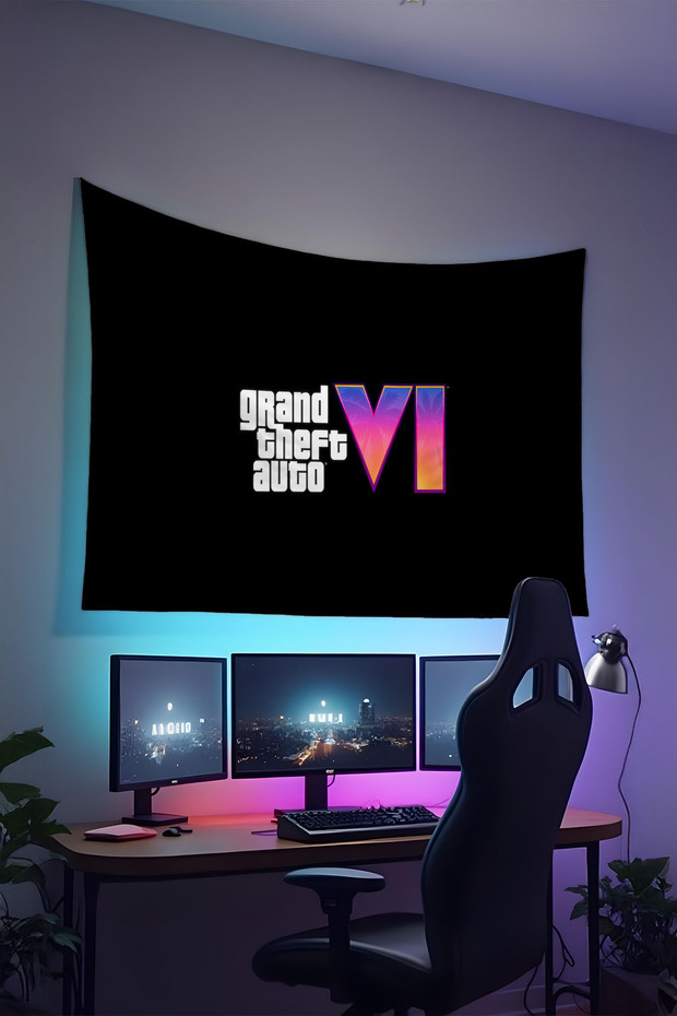 Gta Printed Wall Covering – Gamer-Themed, High-Quality Fabric, Tapestry Wall Carpet