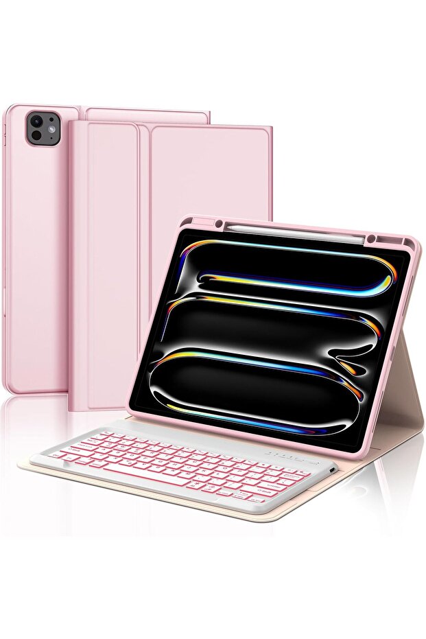 Keyboard Case for New iPad Pro 13 Inch (M4) 2024 – Pink