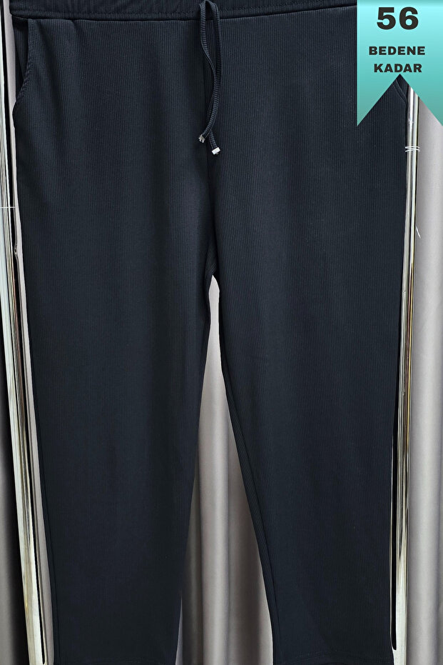 Women's Hijab Clothing Plus Size Corded Fabric Knitted Trousers