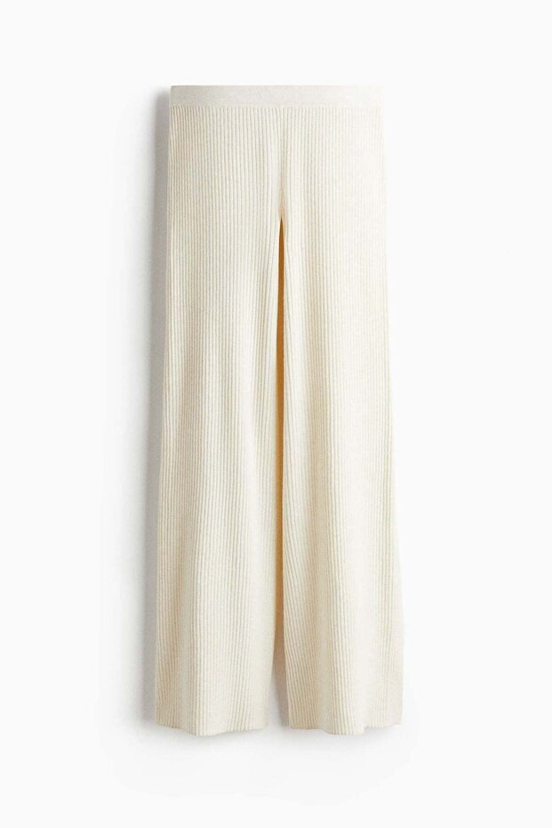 Wide rib-knit trousers