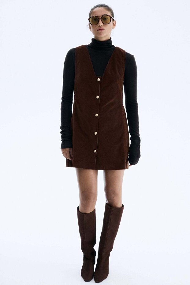 Corduroy pinafore dress