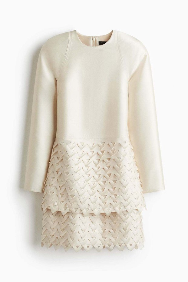 Perforated-skirt dress
