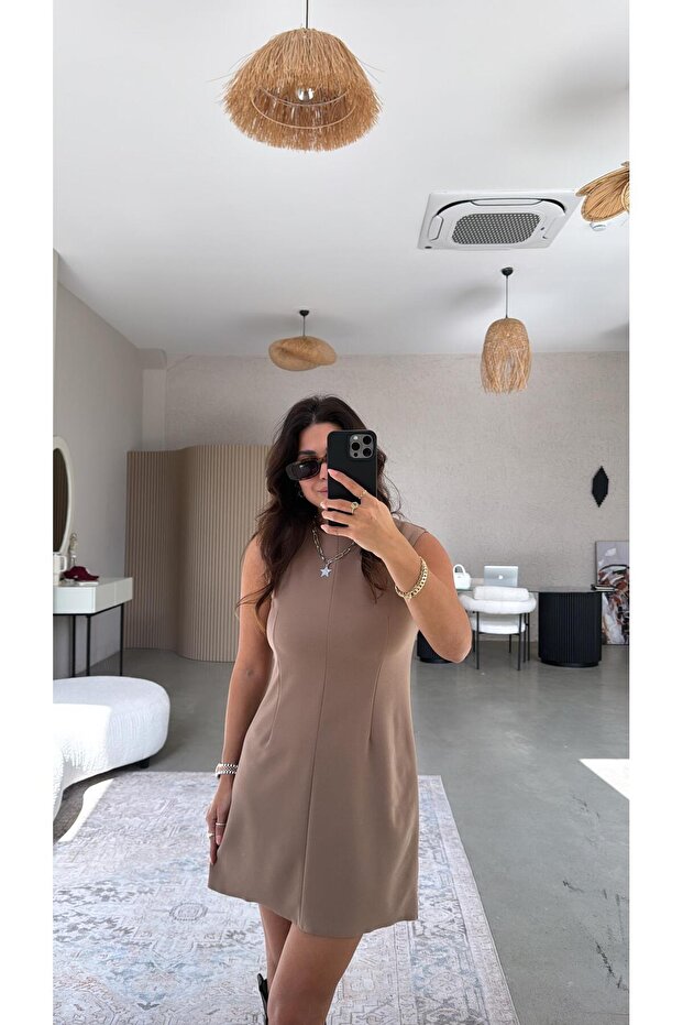 Rochie Camel basic Crepe Joker - 3