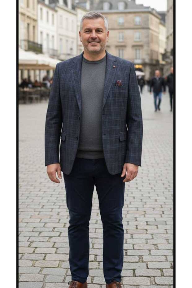 سترة رجالية كلاسيكية من إيكوسيلي بأربعة أزرار وفتحتين جانبيتين - 1