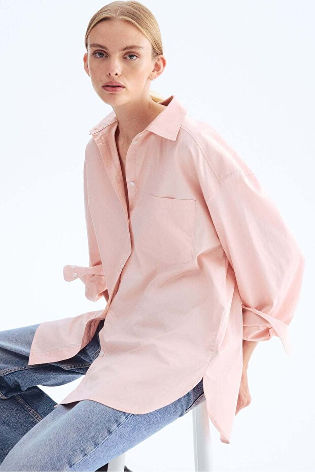 Oversized cotton poplin shirt