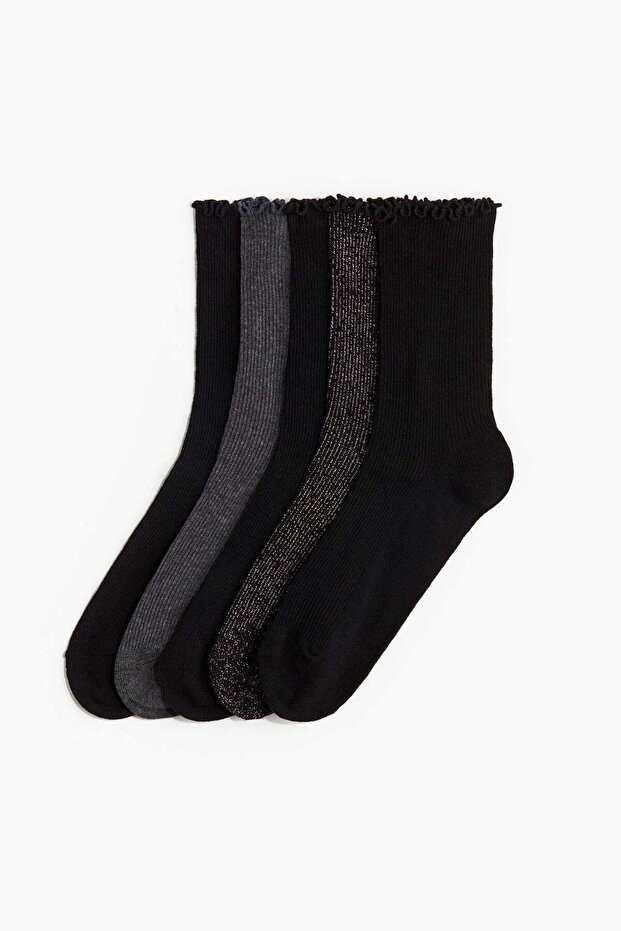 5-pack rib-knit socks
