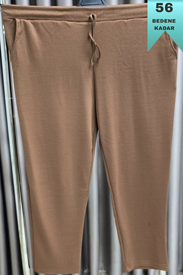 Women's Hijab Clothing Plus Size Corded Fabric Knitted Trousers