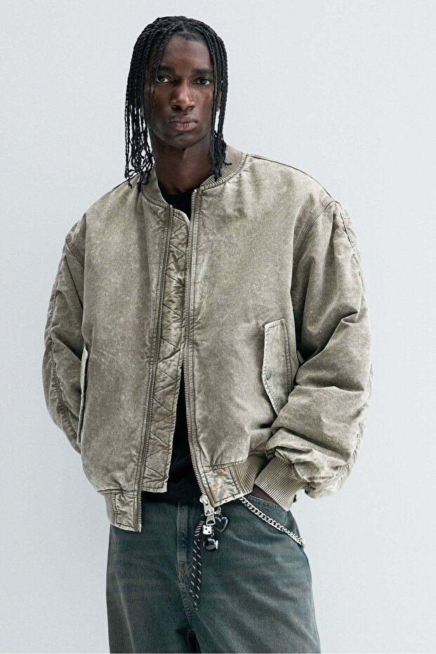 Loose Fit Washed bomber jacket