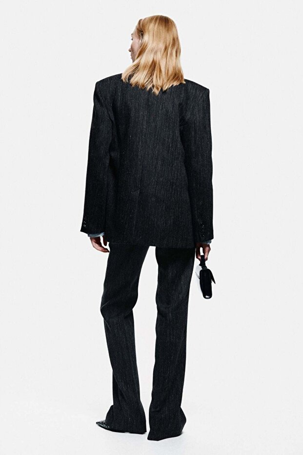 Double-breasted wool-blend blazer - 7