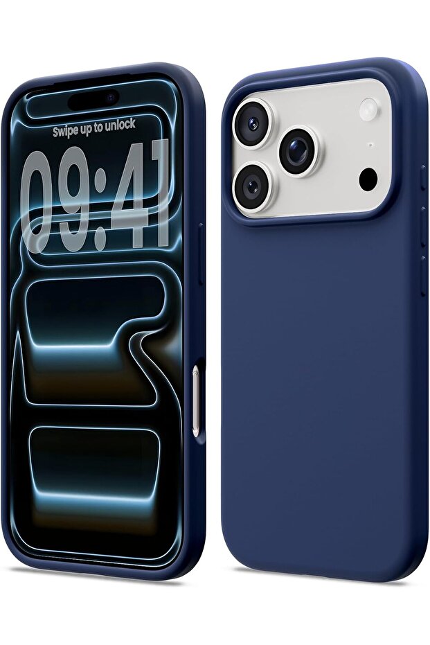 Case for 17 Pro Max (6.9") - Slim Liquid Silicone, Navy Blue