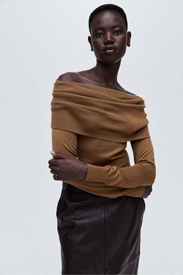 Off-the-shoulder wool top - 3