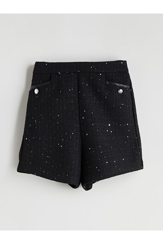 LCW Kids Pul İşlemeli Kız Çocuk Tüvit Şort - 1