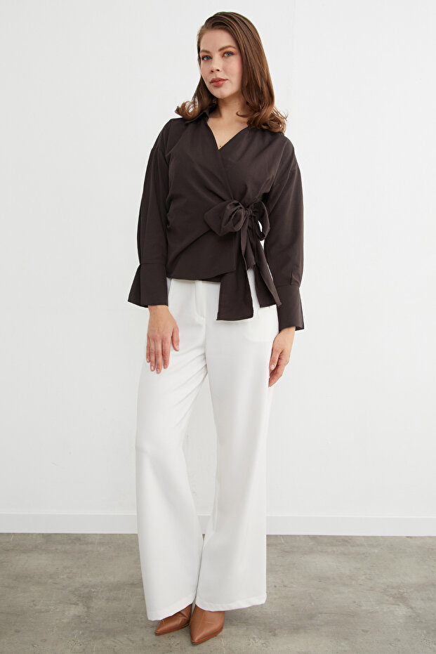 Basic Kruvaze Bağlamalı Gömlek - 5