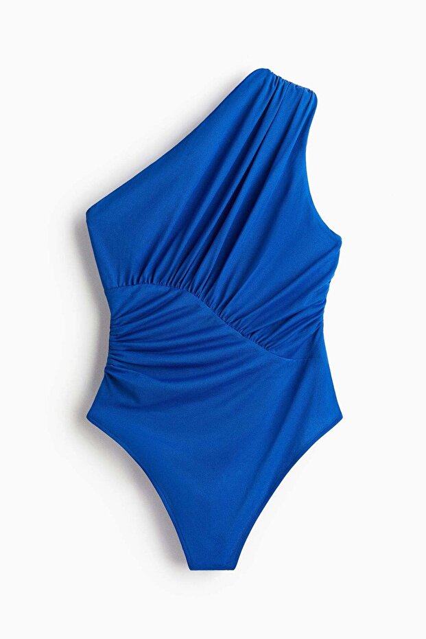 Draped one-shoulder thong body