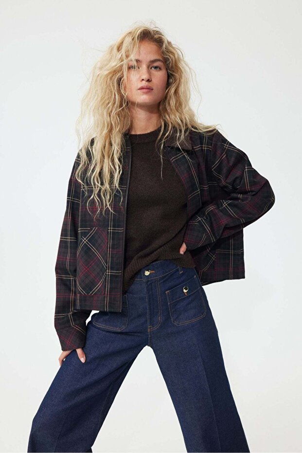 Corduroy-collar twill jacket