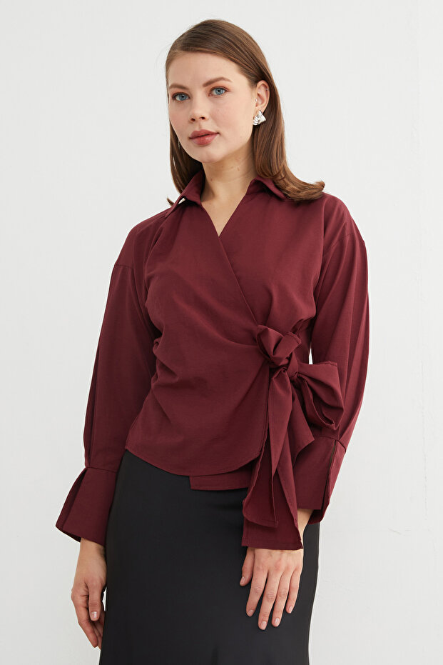 Basic Kruvaze Bağlamalı Gömlek - 1