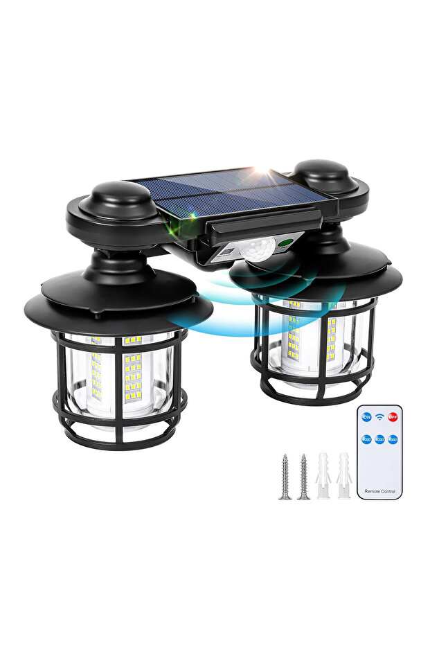 Double solar lamp 182LED with motion sensor 3 lighting modes remote control - 1