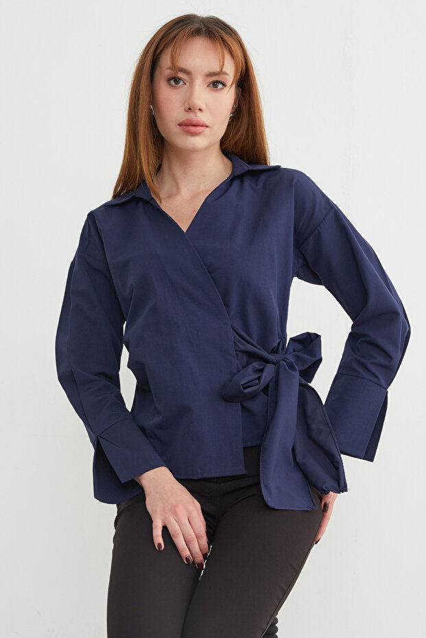 Basic Kruvaze Bağlamalı Gömlek - 1