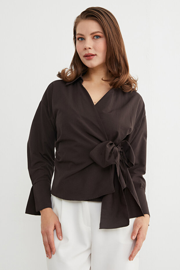 Basic Kruvaze Bağlamalı Gömlek - 6