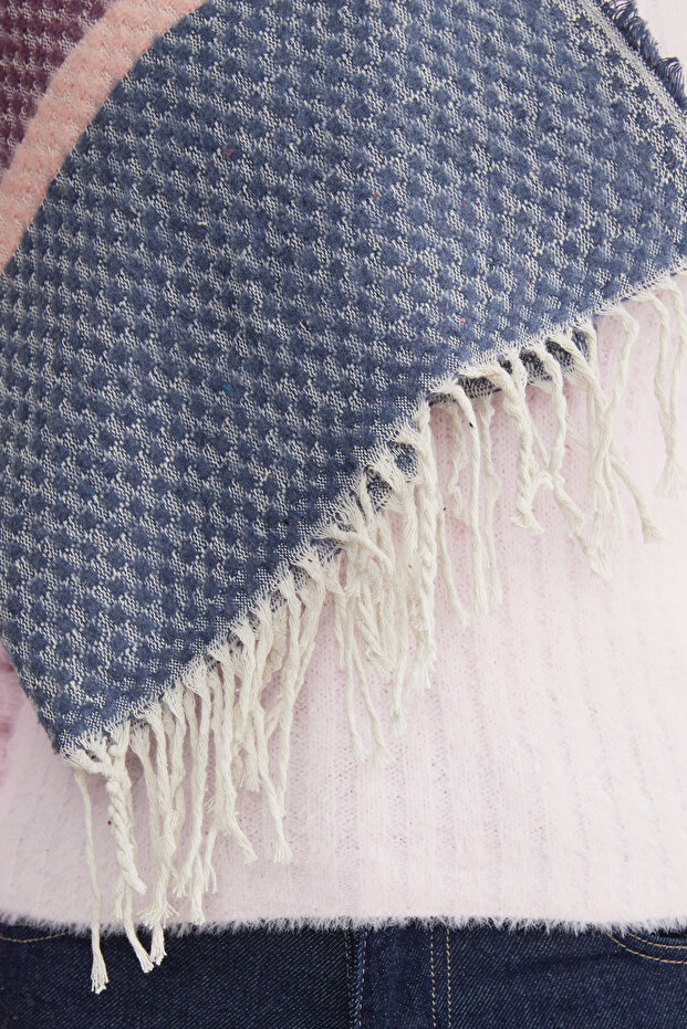 Color Block Honeycomb Patterned Shawl - 8