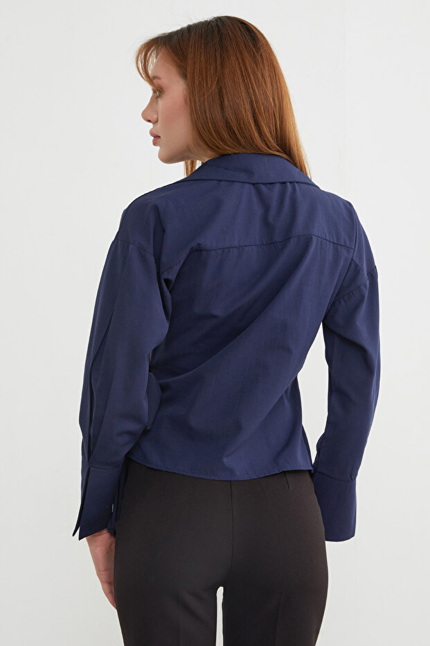 Basic Kruvaze Bağlamalı Gömlek - 7