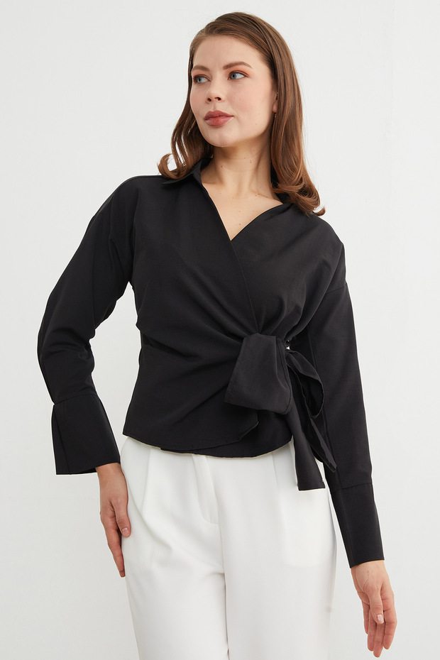 Basic Kruvaze Bağlamalı Gömlek - 2