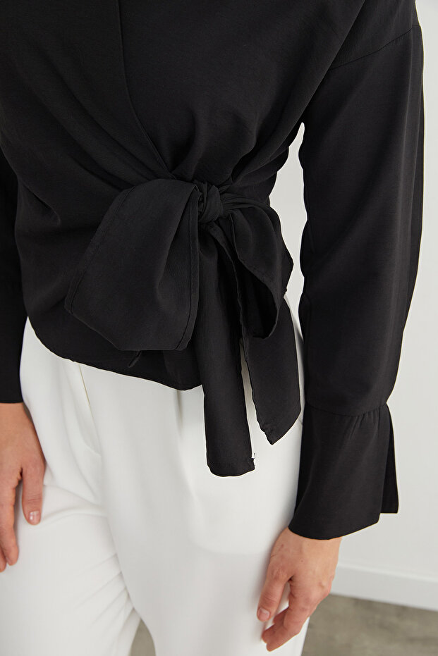 Basic Kruvaze Bağlamalı Gömlek - 6