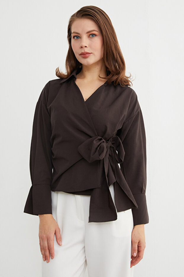 Basic Kruvaze Bağlamalı Gömlek - 3