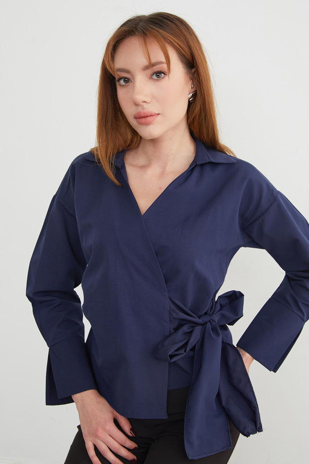 Basic Kruvaze Bağlamalı Gömlek - 3