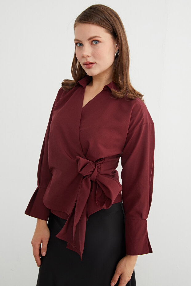 Basic Kruvaze Bağlamalı Gömlek - 6