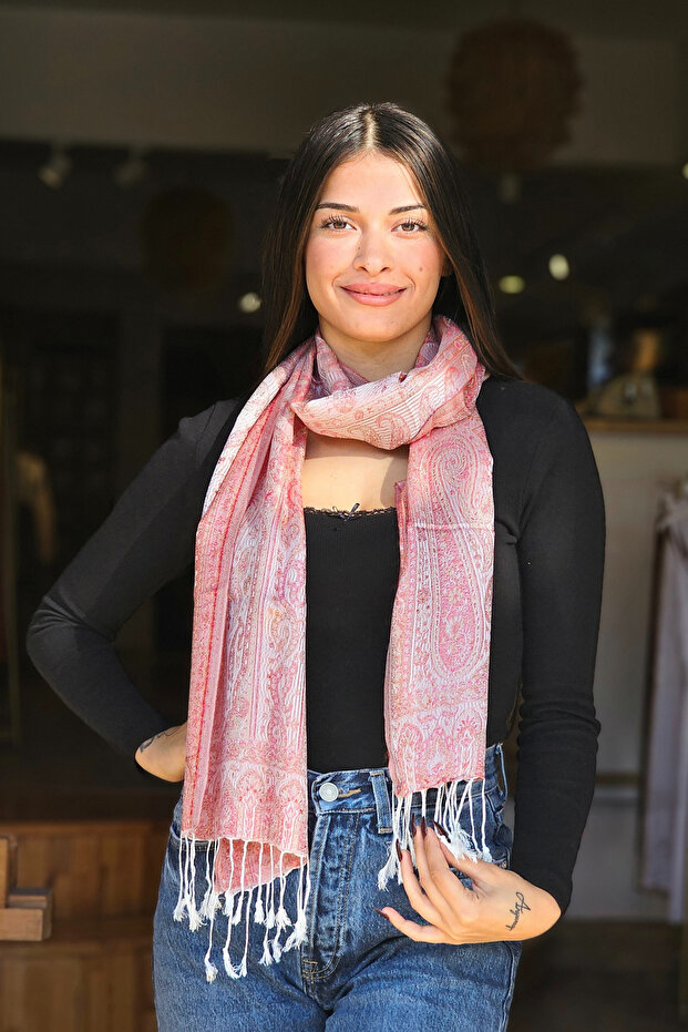 Pembe Jakarlı Fular - 3