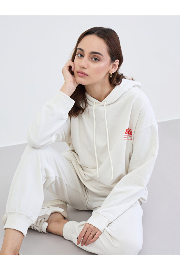 Off White Longline Hoodie and Joggers Co-ords