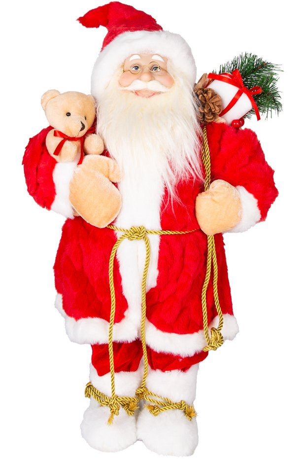 New Year's Santa Claus, with Teddy Bear, Red-White - 28X45 cm