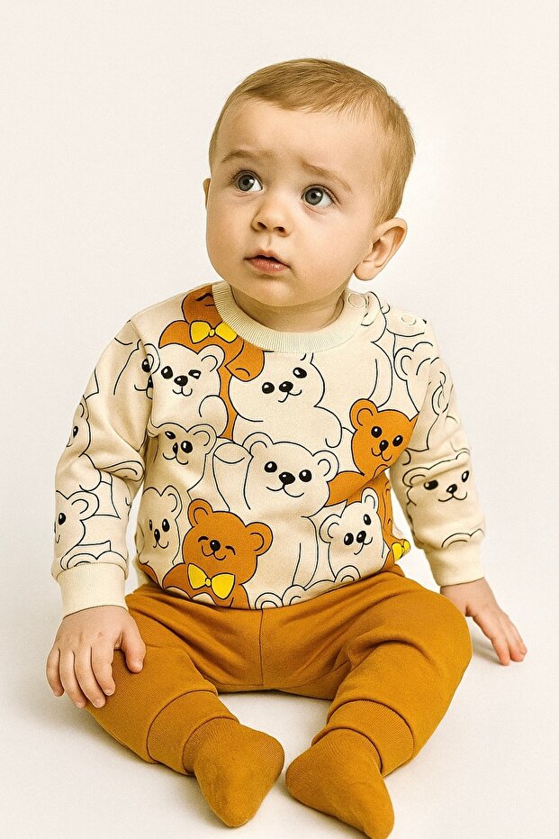 Hello Bear Printed Baby Set