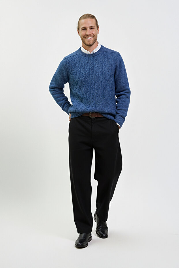 سترة منقوشة برقبة دائرية للرجال - 2