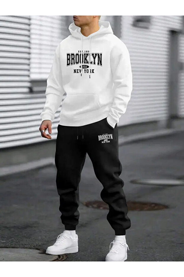 Unisex Brooklyn Printed Tracksuit Set - Bottom Top Set